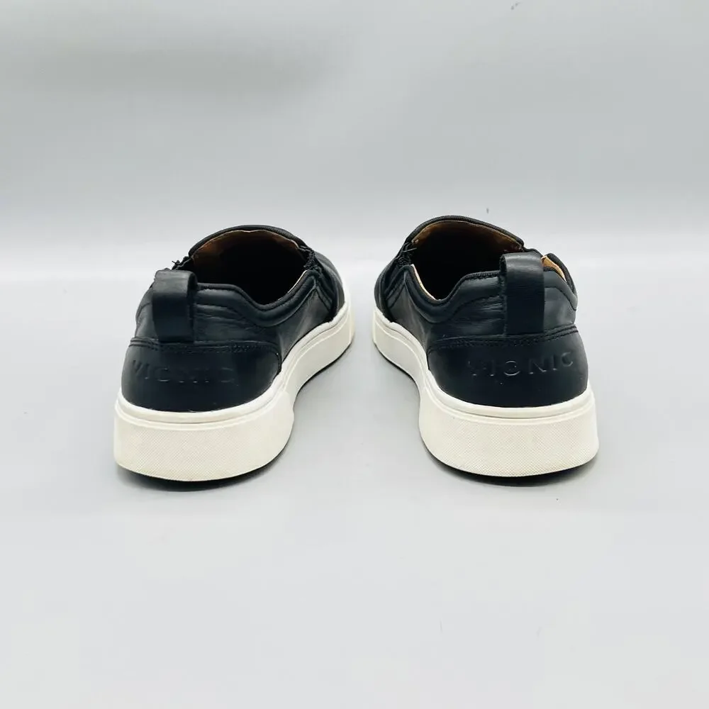 Vionic Shoes Womens 7 Black Leather Slip On Platform Walking Sneakers Comfort
